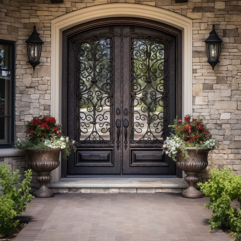 Custom-Designed Wrought Iron Entrance Door